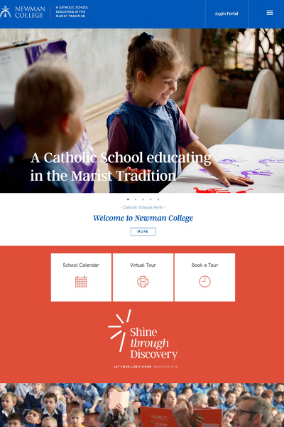 Newman College website homepage
